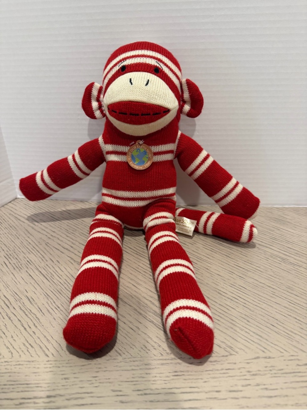 Sock monkey Red White Striped Plush Dan Dee Collector’s Choice 20”